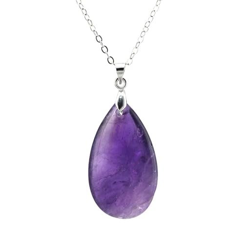 ParfCO Kristall Kette,Natürliche Tropfen Kristall Halskette, Amethyst Heilkristall Anhänger Halskette mit Silberkette für Damen und Herren, Chakra Reiki Charms Anhänger Halskette von ParfCO