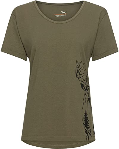 Parforce Damen T-Shirt Hirsch-Print Oliv S von Parforce