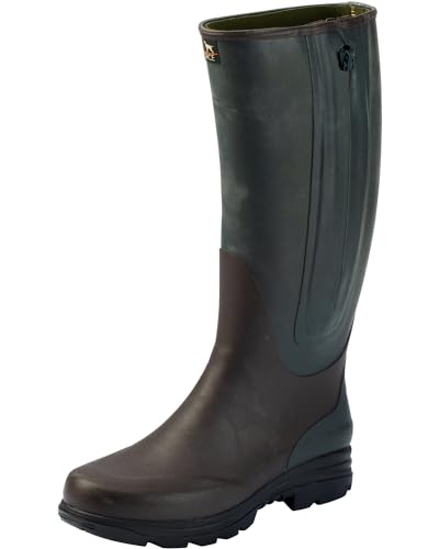 Parforce Gummistiefel Neo-2 mit Reißverschluss und Neoprenfutter Oliv/Braun 41 von Parforce