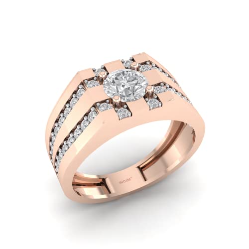 Pargold® 14K 585 Gold Ring für Frauen | Leicht und hypoallergen | Einzelner großer Kristall mit symmetrischem gestreiftem Design | Ideal für besondere Anlässe, Hochzeit, Jahrestag, Geburtstag von Pargold