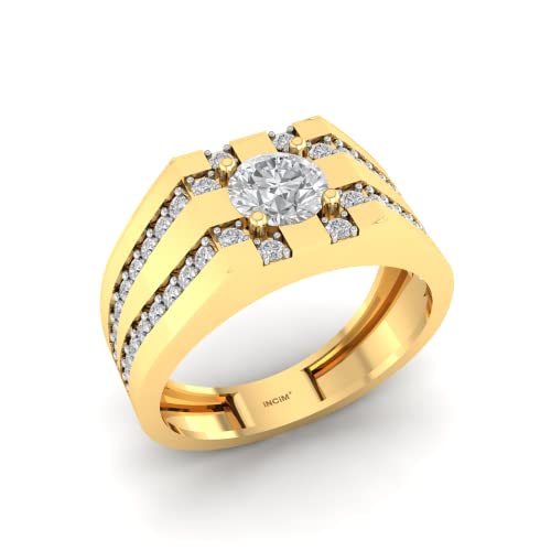 Pargold® 14K 585 Gold Ring für Frauen | Leicht und hypoallergen | Einzelner großer Kristall mit symmetrischem gestreiftem Design | Ideal für besondere Anlässe, Hochzeit, Jahrestag, Geburtstag von Pargold