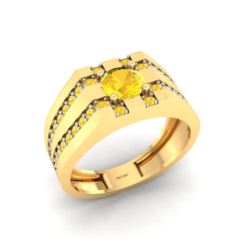 Pargold® 14K 585 Gold Ring für Frauen | Leicht und hypoallergen | Einzelner großer Kristall mit symmetrischem gestreiftem Design | Ideal für besondere Anlässe, Hochzeit, Jahrestag, Geburtstag von Pargold