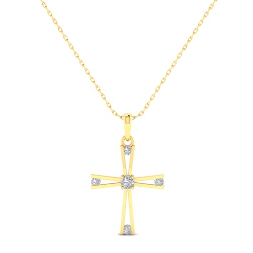 Pargold® 18K 750 Gold Anhänger Halskette für Frauen | Leicht und hypoallergen | Kreuz mit Herzfigur verziert mit kleinen Zirkonsteinen | Ideal für besondere Anlässe wie Hochzeit, Jubiläum, Geburtstag von Pargold