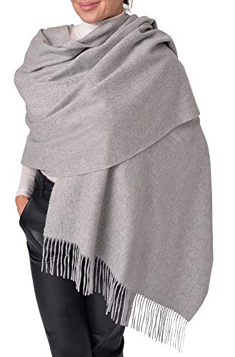 Pari De Luxe Weicher & warmer 100% Kaschmir Schal in Grau - Hochwertiger & edler Cashmere Schal 100% für Damen & Herren XXL - 70x200cm - Zeitlos und Klassisch von Pari De Luxe