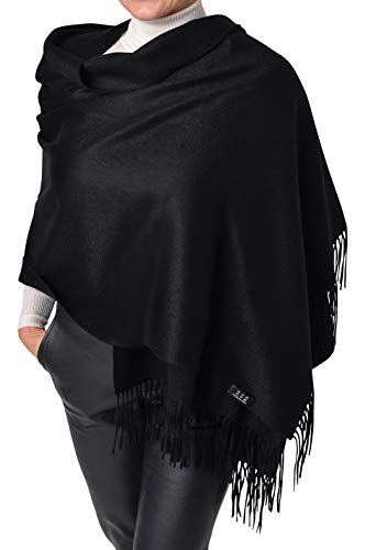 Pari De Luxe Weicher & warmer 100% Kaschmir Schal in Schwarz - Hochwertiger & edler Cashmere Schal 100% für Damen & Herren XXL - 70x200cm - Zeitlos und Klassisch von Pari De Luxe