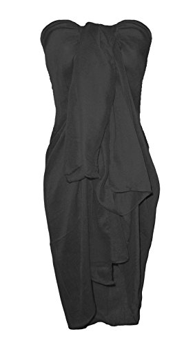 Chiffon Sarong Pareo Wickelrock Strandtuch Große Auswahl an Farben-BLACK von Pariella