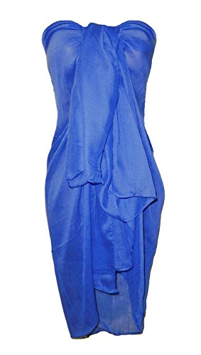Chiffon Sarong Pareo Wickelrock Strandtuch Große Auswahl an Farben-DEEPBLUE von PARIELLA