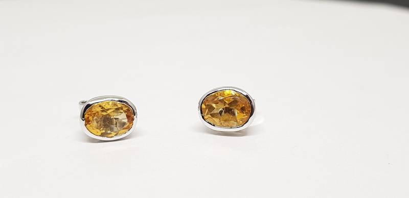 Citrin Oval Cut 925 Silber Ohrstecker "Geschenk Für Tochter' "Handmade Topas November Sie von Parijewelsandarts
