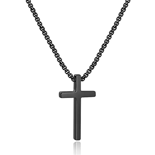 Kreuz Kette Herren, Edelstahl Halskette Herren Gold Kreuzkette mit Kreuz Anhänger 3*1.7cm Kette Schmcuck Geburtstag Tauf Konfirmation Geschenkfür Männer Kinder Mädchen Freund Sohn Jungen 30inch von Parima