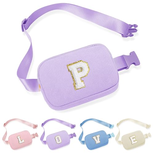 Parima Buchstaben Gürteltasche Mädchen - Bauchtasche Kinder Cord Hüfttasche Buchstaben P Bauchtasche Geschenke für Frauen Freundin Teenager Mädchen Geschenke für Sport Camping Wandern Fitness Fahrrad von Parima