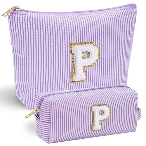 Parima Buchstaben Kosmetiktasche für Mädchen - 2 Stück Kosmetiktasche Reise Kulturtasche Mädchen Geschenke für Mütter Danke Geschenk für Erzieherin Beste Freundin Buchstaben Kosmetiktasche P von Parima