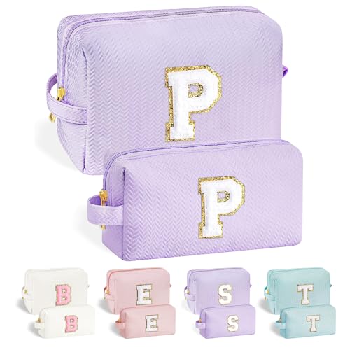 Parima Geschenk für Teenager Mädchen - 2 Stück Kosmetiktasche Buchstaben P Kosmetiktasche Geschenke für Teenager Mädchen Geschenkideen Weihnachten für Mädchen Frauen Lila Buchstaben Kosmetiktasche von Parima