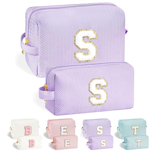 Parima Geburtstagsgeschenk für Teenager Mädchen, Lila Kosmetiktasche Buchstaben Kosmetiktasche Reise Kosmetiktasche Geschenke für Mama Weihnachten Geschenk für Mädchen Frauen Buchstaben Kosmetiktasche von Parima