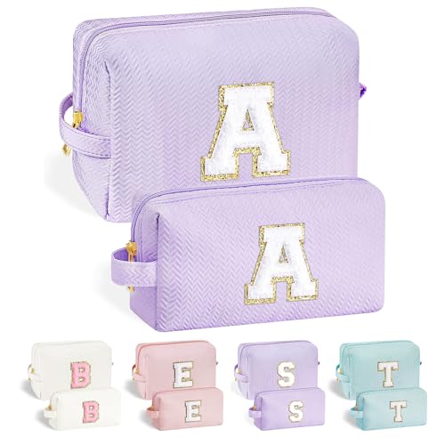 Parima Buchstaben Kosmetiktasche Damen - Reise Kosmetiktasche Mädchen Personalisierte Geschenke für Teenager Mädchen Geburtstagsgeschenk für Frauen Mama Mädchen Lila Buchstaben A Kosmetiktasche von Parima