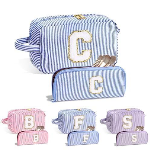 Parima Kosmetiktasche Damen Mädchen - 2 Stück Buchstaben Kosmetiktaschen Reise Kosmetiktasche Make up Tasche Mädchen Geburtstagsgeschenk Personalisierte Geschenke für Frauen Freundin Mama von Parima