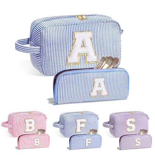 Parima Geschenke für Mädchen - Einschulung Mädchen Kosmetiktasche Damen Reise Make up Tasche Reiseutensilien Geburtstagsgeschenk für Frauen Mama Geschenk Schwester Geschenk Buchstaben Kosmetiktasche A von Parima