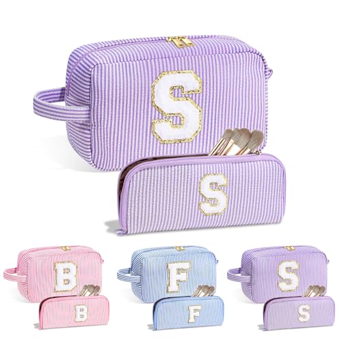 Parima Kosmetiktasche Damen Mädchen - 2 Stück Buchstaben Kosmetiktaschen Reise Kosmetiktasche Make up Tasche Mädchen Geburtstagsgeschenk Personalisierte Geschenke für Frauen Freundin Mama von Parima
