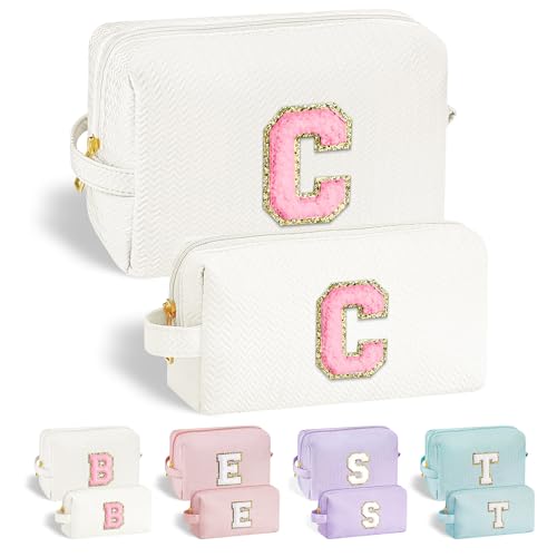 Parima Geschenke für Teenager Mädchen - Reise Kosmetiktasche Buchstaben C Kosmetiktasche Damen Geschenk für Mädchen Frauen Personalisierte Geschenke für Mädchen Enkelin Weiß Buchstaben Kosmetiktasche von Parima