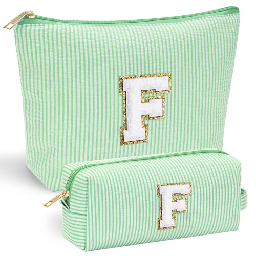Parima Mädchen Geschenke 12 Jahre - Reise Kosmetiktasche Buchstaben F Kosmetiktasche Grüne Kosmetiktasche für Beste Freundin Geschenke für Frauen Mädchen Tochter Geburtstagsgeschenk für Frauen Mädchen von Parima