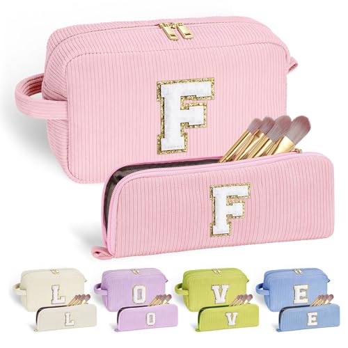 Parima Mädchen Geschenke 12 Jahre - Reise Kosmetiktasche Buchstaben F Kulturbeutel Rosa Kosmetiktasche für Beste Freundin Geschenke für Frauen Mädchen Tochter Geburtstagsgeschenk für Frauen Mutter von Parima
