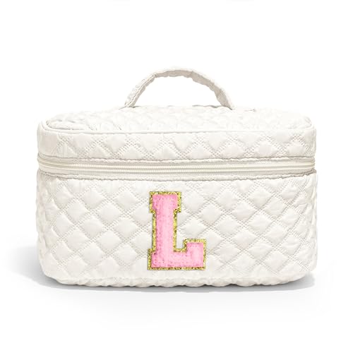 Parima Kosmetiktasche Damen Mädchen - Weiß Schminktasche Personalisiert Kosmetiktasche Groß Make up Tasche Geburtstagsgeschenk für Frauen Teenager Kosmetiktasche für Mädchen Geschenke Kosmetiktasche L von Parima