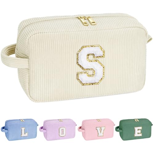 Parima Rosa Kosmetiktasche - Reise Kosmetiktasche Buchstaben S Kosmetiktasche Personalisierte Kosmetiktaschen für Teenager Mädchen Freundin Geschenk für Mädchen 7 8 9 10 11 12 13 14 15 16 17 18 Jahre von Parima