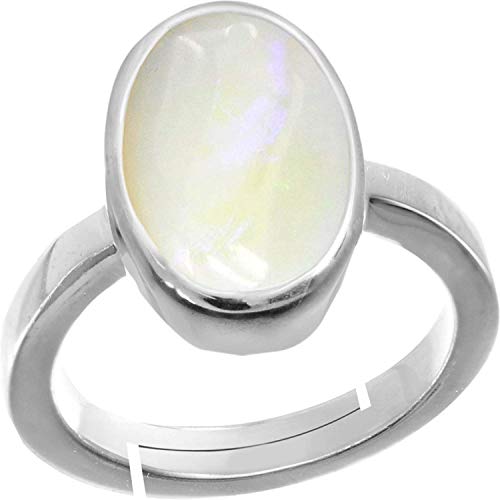 Parineeta Gems Zertifizierte natürliche AA++-Qualität (versilbert) 7,00 Karat Panchdhatu Weißer Feueropal Unbeheizter unbehandelter loser Edelstein Silber Verstellbarer Ring für Damen und Herren von Parineeta Gems