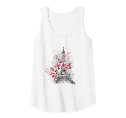 Damen Paris Frankreich Eiffelturm Kirschblüte Floral Souvenir Tank Top Damen Paris Frankreich Eiffelturm Kirschblüte Floral Souvenir Tank Top von Paris France Eiffel Tower Souvenirs