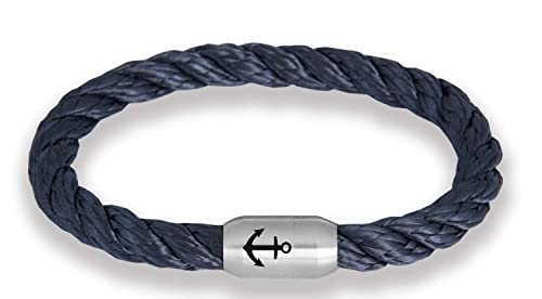 Das Original Anker Segeltau Armband "The Legend" Stabil Gedreht Mit Gravur Handmade Hochwertiger Magnetverschluss 8mm Durchmesser (Marine-Blau, 24.00) von Paris Montana