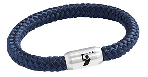 Das Original Golf Golfer Club Damen Herren Segeltau Armband Geflochten Mit Gravur Handmade Hochwertiger Magnetverschluss (Marine-Blau, 23.00) von Paris Montana