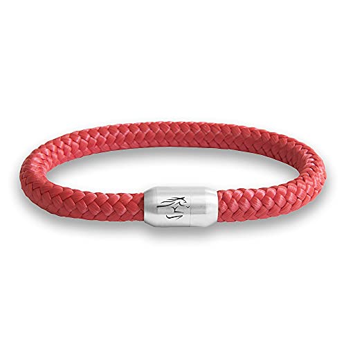 Das Original Reitsport Pferdesport Pferde Jockey Club Segeltau Armband Mit Pferde Gravur Handmade Hochwertiger Magnetverschluss Durchmesser 8mm Damen Herren Unisex (Rot, 21.00) von Paris Montana