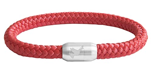 Paris Montana Friedenstaube Gravur Unisex Segeltau Armband Damen Herren Geflochten Handmade Hochwertiger Magnetverschluss 8mm Durchmesser (Rot, 19) von Paris Montana