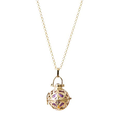 MEDURA Damen Engelsrufer Kette Goldfarben Klangkugel Länge: 70cm Anhänger Engelsklingel Lila Oder Rot Harmonie Liebe Frieden (Engelsklingel Lila) von Paris Montana