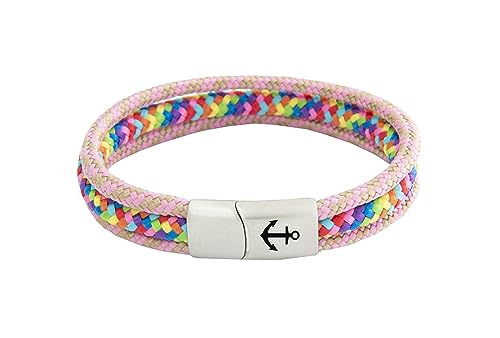 Original Segeltau Armband "Tidewisp" | Unisex | Edelstahl Sicherheits-Magnetverschluss | Anker Gravur | Surfer Armbänder | Paracord | 8 mm Durchmesser | Handmade | (20.00, Wave-Rider) von Paris Montana