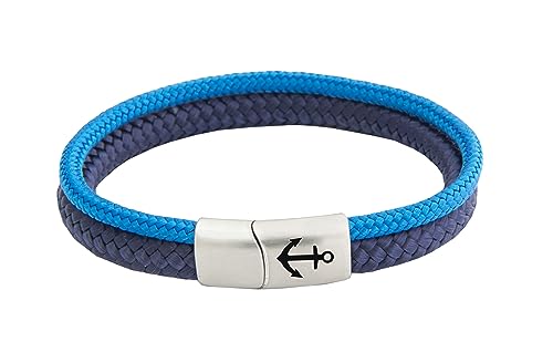 Original Segeltau Armband "Tidewisp" | Unisex | Edelstahl Sicherheits-Magnetverschluss | Anker Gravur | Surfer Armbänder | Paracord | 8 mm Durchmesser | Handmade | (21.00, Fusion-Rider) von Paris Montana