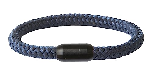 Paracord Armband | Schwarzer Edelstahl Magnetverschluss | geflochten aus Seemannsgarn | Segeltau | Maritim & Wasserfest | 8 mm Ø | Handgemacht | Damen und Herren | (Dunkelblau, 20.00) von Paris Montana