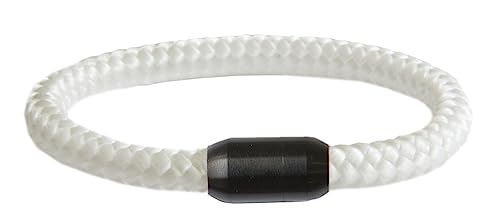 Paracord Armband | Schwarzer Edelstahl Magnetverschluss | geflochten aus Seemannsgarn | Segeltau | Maritim & Wasserfest | 8 mm Ø | Handgemacht | Damen und Herren | (Weiß, 22.00) von Paris Montana