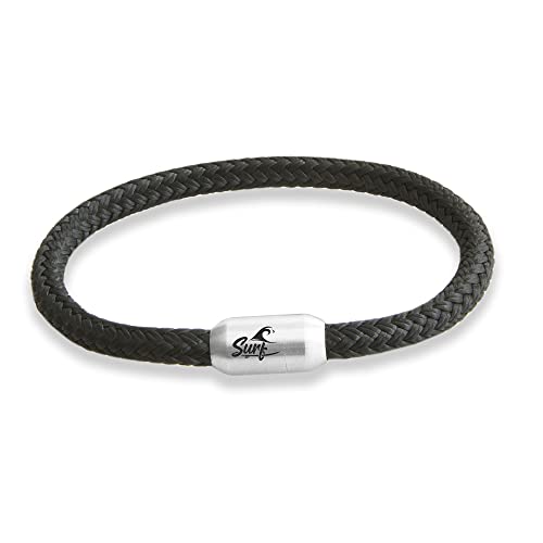 Paris Montana Paracord Surferarmband | Maritim & Wasserfest | 6 mm Ø | Surfer Gravur | Handgemachtes Surfer Armband für Damen und Herren | Segeltau Armband (Black Pearl, 21.00) von Paris Montana