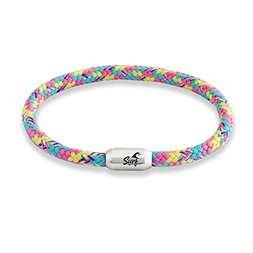 Paris Montana Paracord Surferarmband | Maritim & Wasserfest | 6 mm Ø | Surfer Gravur | Handgemachtes Surfer Armband für Damen und Herren | Segeltau Armband (Rainbow, 19.00) von Paris Montana