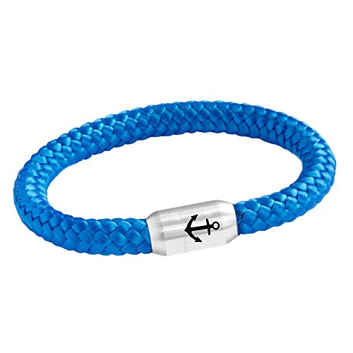 Paris Montana Das Original Anker Gravur Unisex Segeltau Armband Geflochten Handmade Hochwertiger Magnetverschluss 8mm Durchmesser (Royal-Blau, 23.00 CM) von Paris Montana