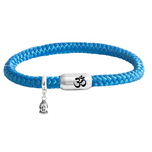 ⚓ Paris Montana ⚓ Das Original Buddha Om Segeltau Armband Anhänger Unisex Geflochten Mit Gravur Handmade Hochwertiger Magnetverschluss Durchmesser 8mm (Hellblau, 21) von ⚓ Paris Montana ⚓