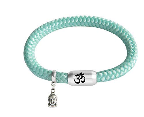 ⚓ Paris Montana ⚓ Das Original Buddha Om Segeltau Armband Anhänger Unisex Geflochten Mit Gravur Handmade Hochwertiger Magnetverschluss Durchmesser 8mm (Mint, 20) von ⚓ Paris Montana ⚓