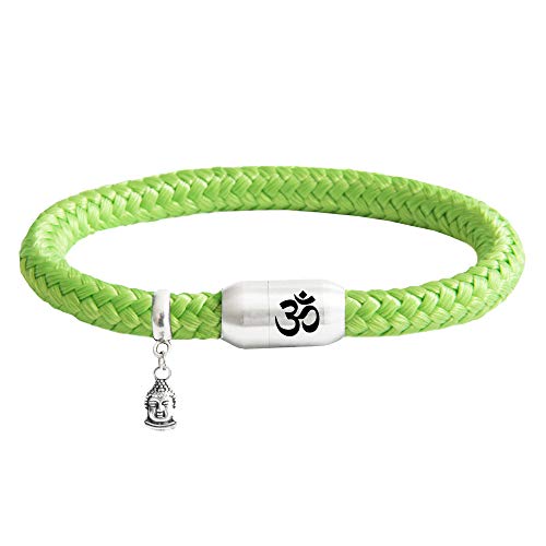 ⚓ Paris Montana ⚓ Das Original Buddha Om Segeltau Armband Türkis Anhänger Unisex Geflochten Mit Gravur Handmade Hochwertiger Magnetverschluss Durchmesser 8mm (Grün, 19) von ⚓ Paris Montana ⚓