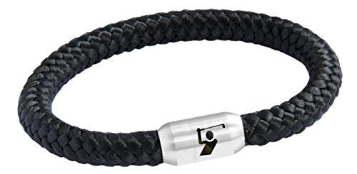 Paris Montana Das Original Golf Golfer Club Damen Herren Segeltau Armband Geflochten Mit Gravur Handmade Hochwertiger Magnetverschluss (Schwarz, 19.00) von Paris Montana