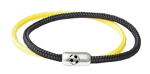 Paris Montana Das Original Segeltau Fan Vereinsfarben Sport Armband Damen Kinder Herren Fußballgravur Magnetverschluss Sportfan (19.00, Gelb-Schwarz) von Paris Montana