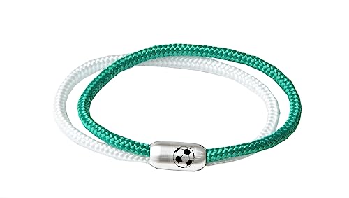 Paris Montana Das Original Segeltau Fan Vereinsfarben Sport Armband Damen Kinder Herren Fußballgravur Magnetverschluss Sportfan (19.00, Grün-Weiß) von Paris Montana