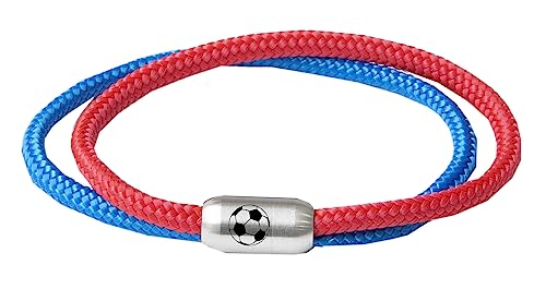 Paris Montana Das Original Segeltau Fan Vereinsfarben Sport Armband Damen Kinder Herren Fußballgravur Magnetverschluss Sportfan (22.00, Rot-Blau) von Paris Montana