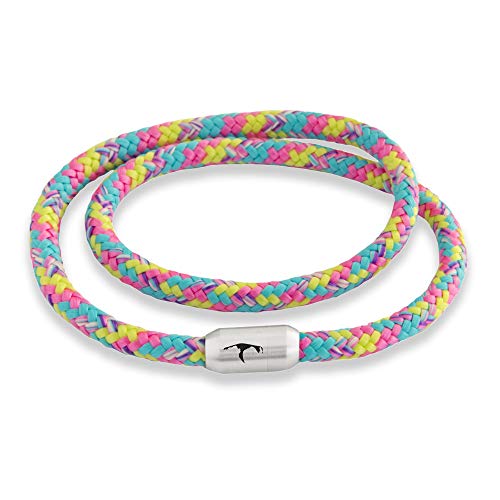 ⚓ Paris Montana ⚓ Das Original Sylt Segeltau Wickelarmband Unisex Geflochten Mit Gravur Handmade Hochwertiger Magnetverschluss Durchmesser 4mm (Rainbow, 38) von ⚓ Paris Montana ⚓