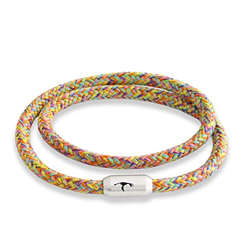 ⚓ Paris Montana ⚓ Das Original Sylt Segeltau Wickelarmband Unisex Geflochten Mit Gravur Handmade Hochwertiger Magnetverschluss Durchmesser 4mm (Summertime, 42) von ⚓ Paris Montana ⚓