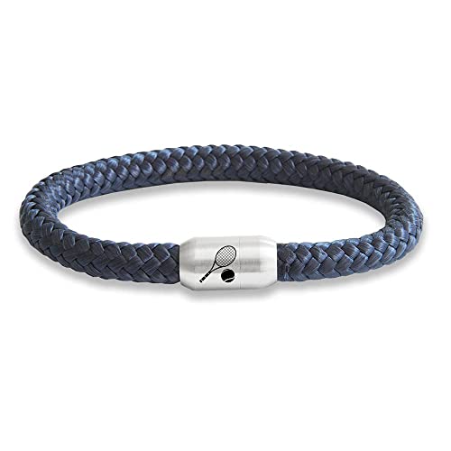 Paris Montana Das Original Tennis Tennisschläger Club Segeltau Armband Mit Gravur Und Magnetverschluss Tennisball Schmuck 8 cm Durchmesser (Dunkelblau, 20.00) von Paris Montana
